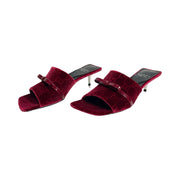 Gucci - NEW GG Embossed Velvet Bow Heels Burgundy SlipOn Sandals