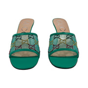 Gucci - NEW Tom Mesh GG Crystals Turquoise Mule Slides