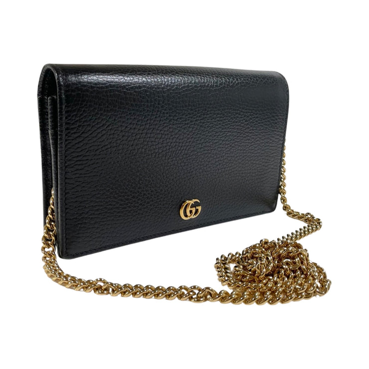 Gucci - Petite GG Marmont Black Leather Wallet On Chain