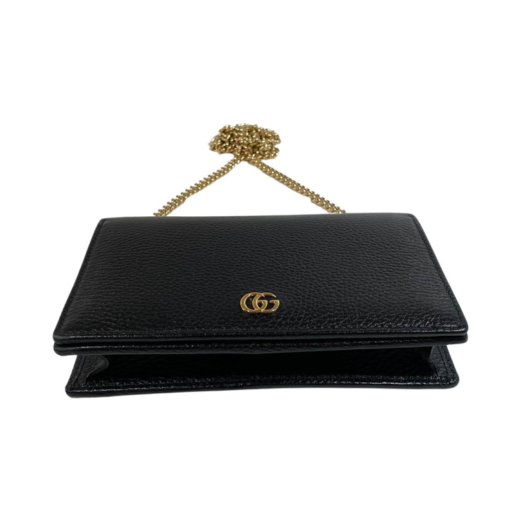 Gucci - Petite GG Marmont Black Leather Wallet On Chain