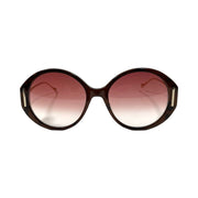 Gucci - Round Havana Gold Arm Interlocking G Sunglasses