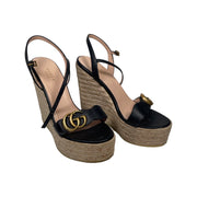 Gucci - Women's Black Leather GG Platform Espadrille 37