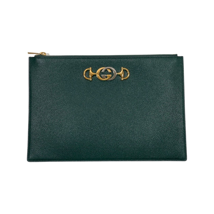 Gucci - NEW Zumi Green Leather Clutch