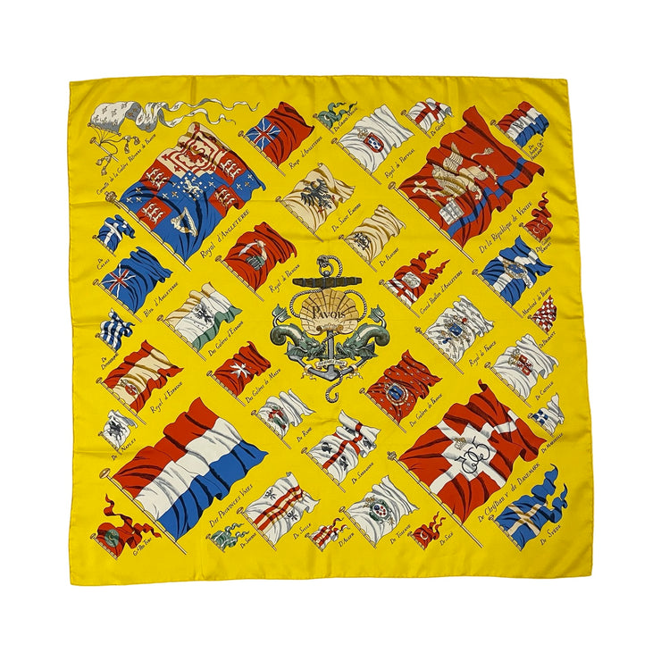 Hermes - Vintage Yellow Carre 90 Pavois Ship Flag Silk Scarf