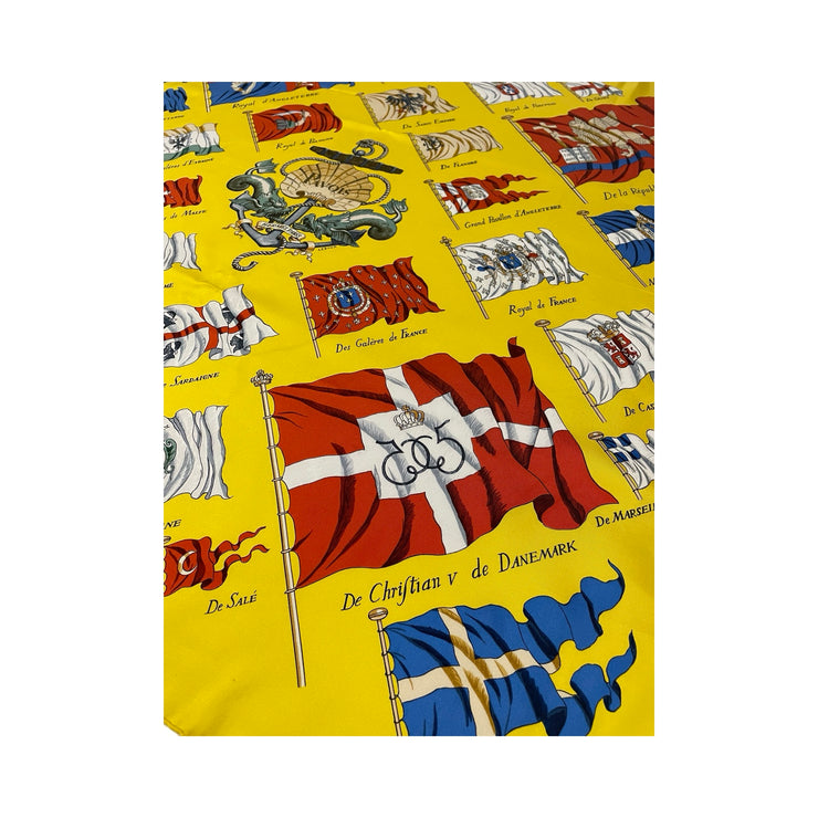 Hermes - Vintage Yellow Carre 90 Pavois Ship Flag Silk Scarf