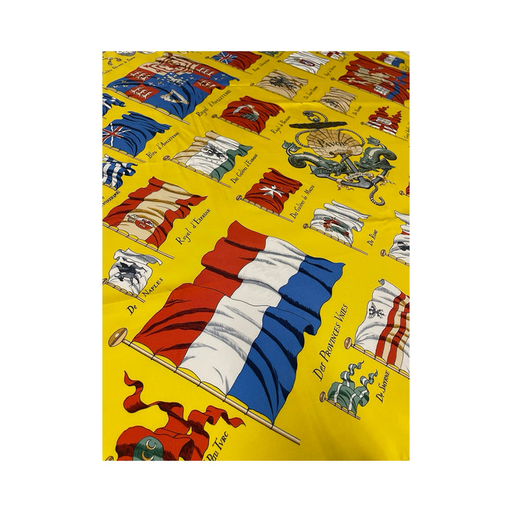 Hermes - Vintage Yellow Carre 90 Pavois Ship Flag Silk Scarf