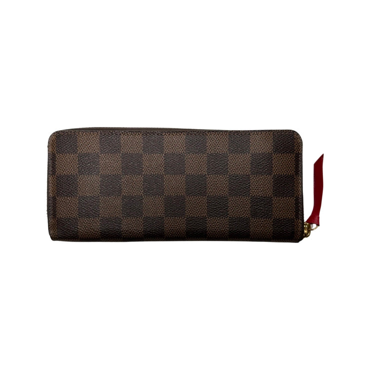 Louis Vuitton - Damier Ebene Clemence Zip Wallet Red Interior