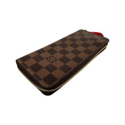 Louis Vuitton - Damier Ebene Clemence Zip Wallet Red Interior