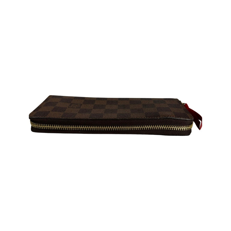 Louis Vuitton - Damier Ebene Clemence Zip Wallet Red Interior