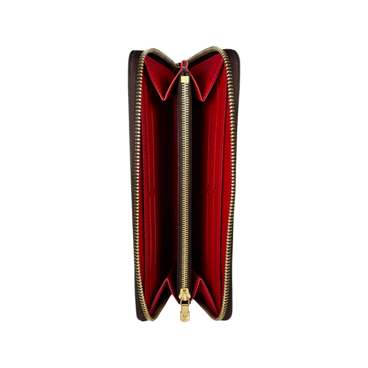 Louis Vuitton - Damier Ebene Clemence Zip Wallet Red Interior