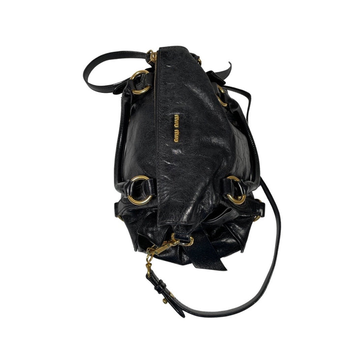 Miu Miu - Black Vitello Leather Lux Bow Bag