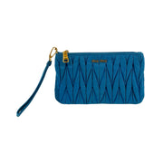 Miu Miu - Blue Faile Matelasse Wristlet Zip Pouch