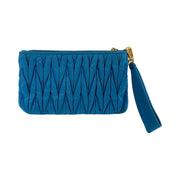 Miu Miu - Blue Faile Matelasse Wristlet Zip Pouch