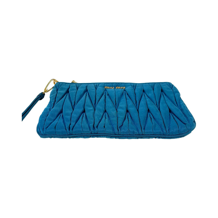 Miu Miu - Blue Faile Matelasse Wristlet Zip Pouch