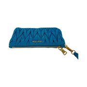 Miu Miu - Blue Faile Matelasse Wristlet Zip Pouch