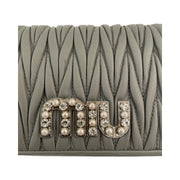 Miu Miu - Grey Nappa Matelasse Pearl & Crystal Crossbody Wristlet