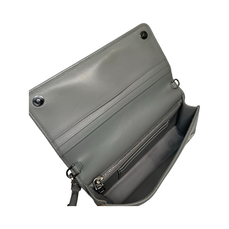 Miu Miu - Grey Nappa Matelasse Pearl & Crystal Crossbody Wristlet