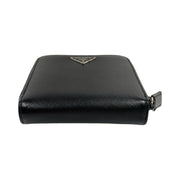 Prada - Black Saffiano Leather Compact Zip Wallet