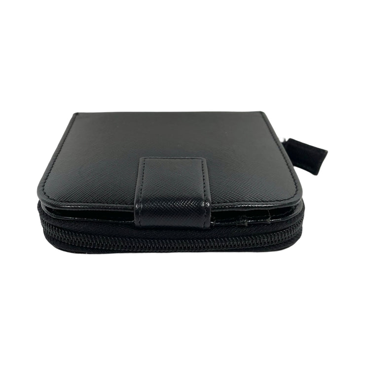 Prada - Black Saffiano Leather Compact Zip Wallet