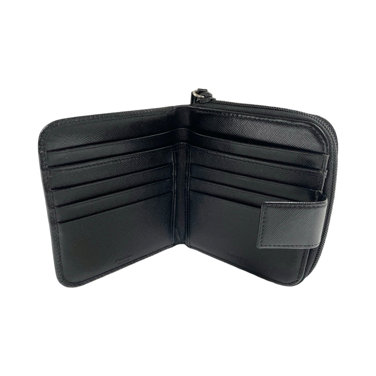 Prada - Black Saffiano Leather Compact Zip Wallet