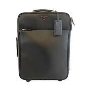 Prada - Black Saffiano Leather Trolley Rolling Luggage