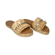 Prada - Calzature Donna Rafia Naturale Slide Sandals