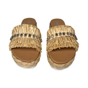 Prada - Calzature Donna Rafia Naturale Slide Sandals