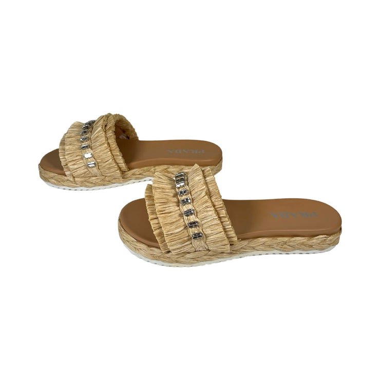 Prada - Calzature Donna Rafia Naturale Slide Sandals