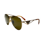 Prada - Gold Aviator Black Logo Sunglasses