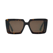 Prada - Symbole Havana Rectangular Teal Arm Sunglasses