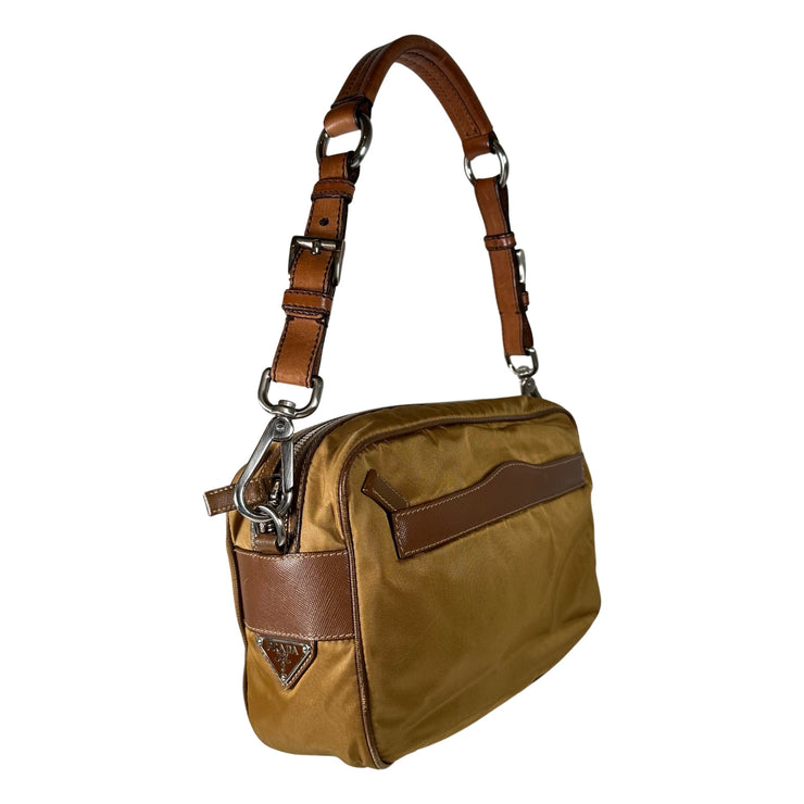 Prada - Tan Tessuto & Brown Leather Handbag