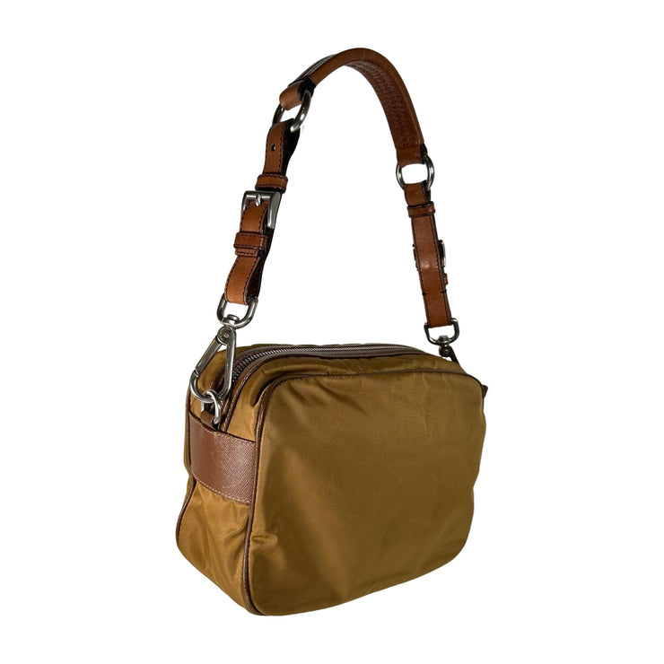Prada - Tan Tessuto & Brown Leather Handbag