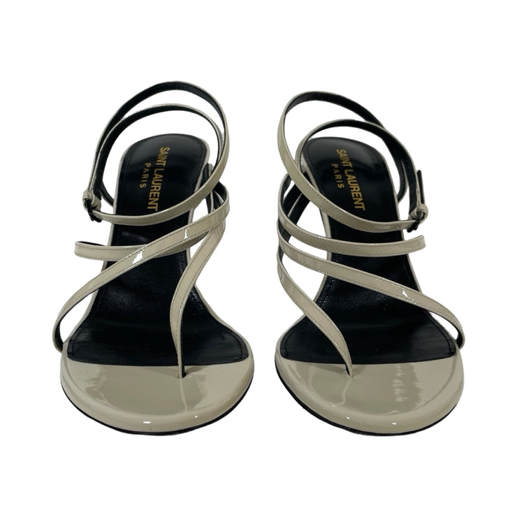 Saint Laurent - Grey Patent Leather Strappy Heels