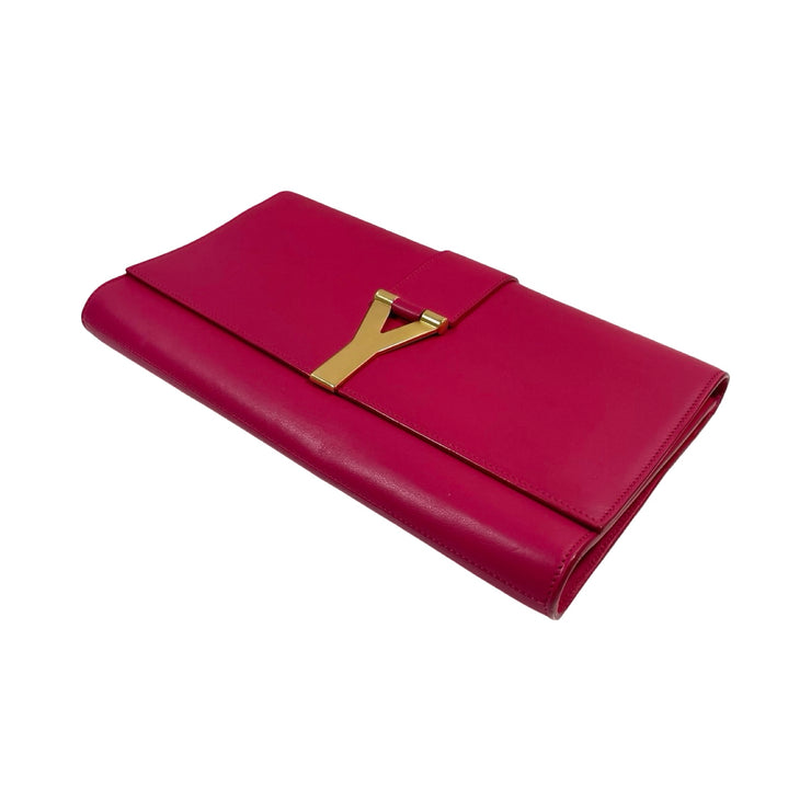 Saint Laurent - Y Ligne Fuchsia Leather Clutch