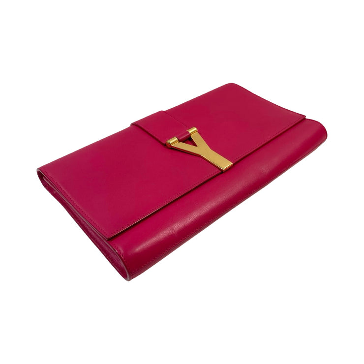 Saint Laurent - Y Ligne Fuchsia Leather Clutch