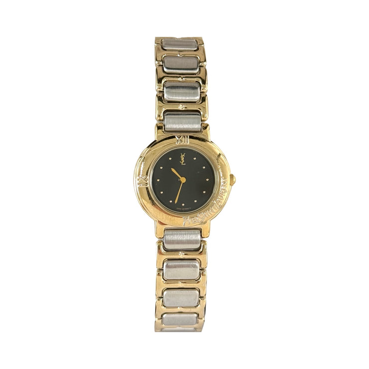 Saint Laurent - YSL Roman Bezel Black Dial 2 Tone Women&
