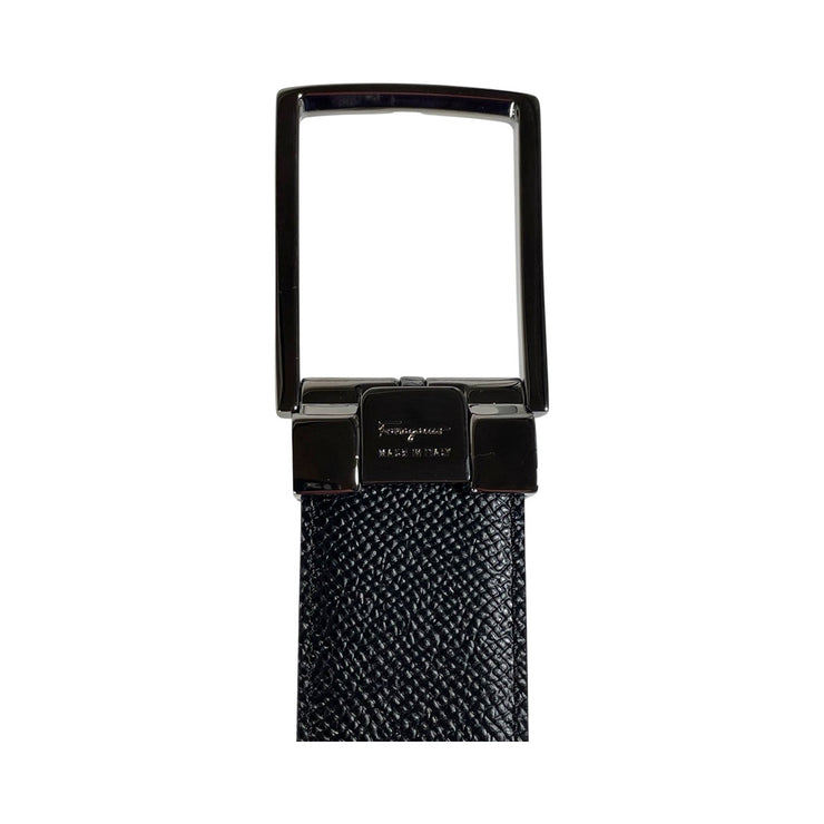 Salvatore Ferragamo - Brown Leather Mini Gancini Gunmetal Belt