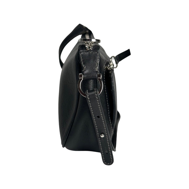 Salvatore Ferragamo - Black Leather Gancini Shoulder Bag