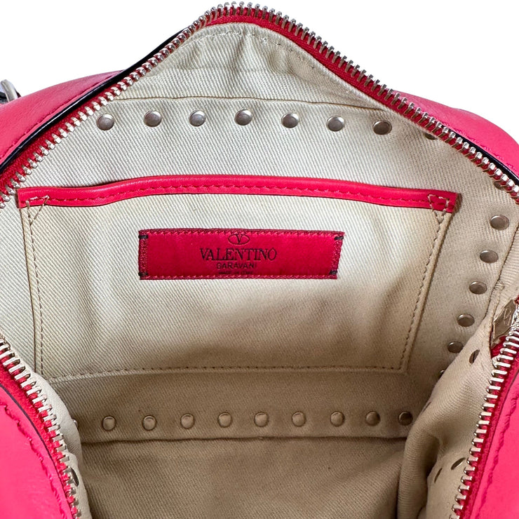 Valentino Garavani - Dark Pink Leather Rockstud Mini Camera Bag Crossbody