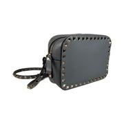 Valentino Garavani - Grey Leather Rockstud Mini Crossbody Camera Bag