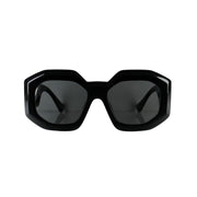 Versace - Black & Gold Medusa Beveled Rectangle Sunglasses