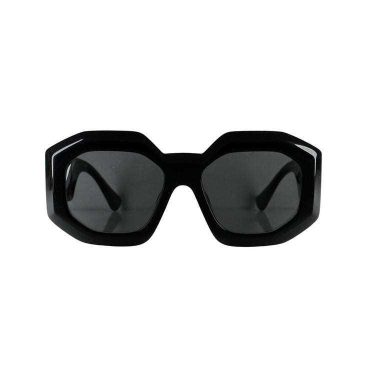 Versace - Black & Gold Medusa Beveled Rectangle Sunglasses