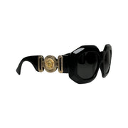 Versace - Black & Gold Medusa Beveled Rectangle Sunglasses