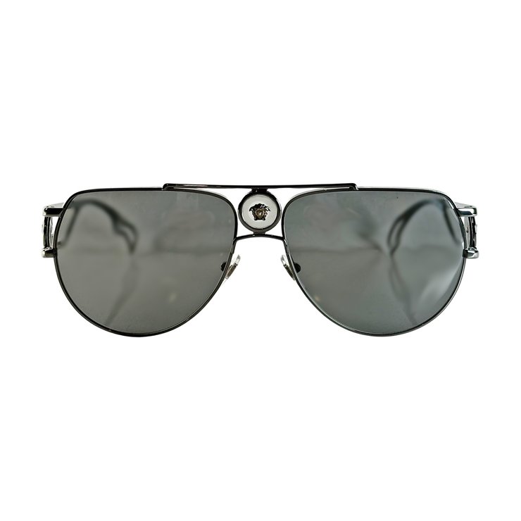 Versace - Medusa Aviator Sunglasses Silver Mirrored Lenses