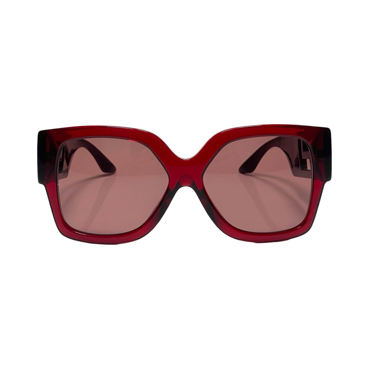 Versace - Oversized Pomegranate Greek Key Sunglasses