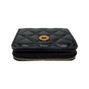 Versace - Quilted Black Leather & Gold Medusa Bifold Zip Wallet