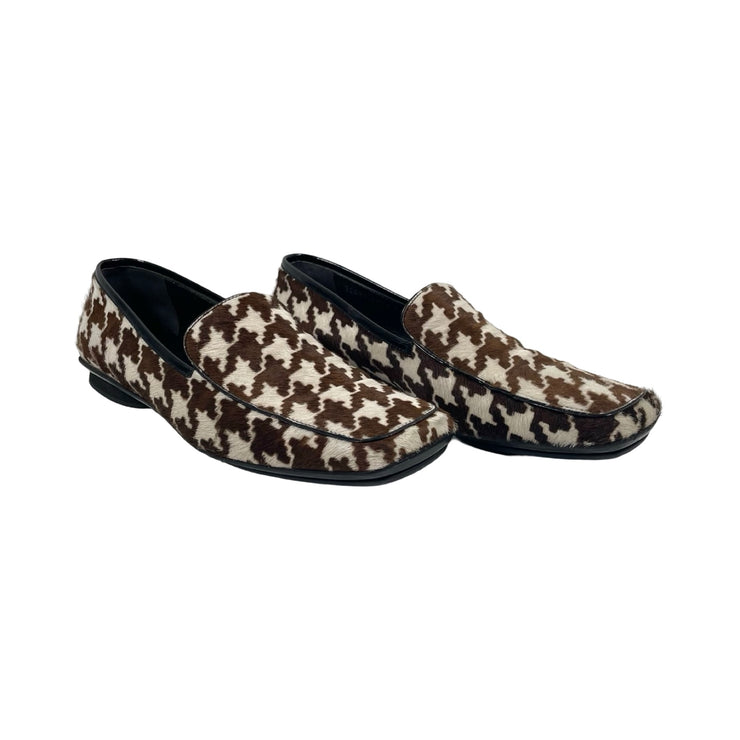 Versace - Vintage White & Brown Houndstooth Pony Hair Loafers