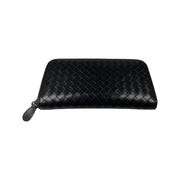 Bottega Veneta - Black Intrecciato Lambskin Long Zip Wallet