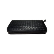 Bottega Veneta - Black Intrecciato Lambskin Long Zip Wallet