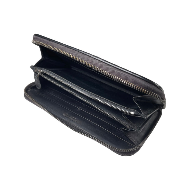 Bottega Veneta - Black Intrecciato Lambskin Long Zip Wallet